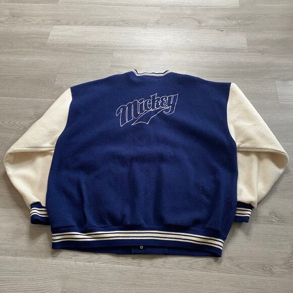 Vintage Mickey Mouse Disney Embroidered Logo Fleece Varsity Jacket 90s Size XL - Picture 4 of 7